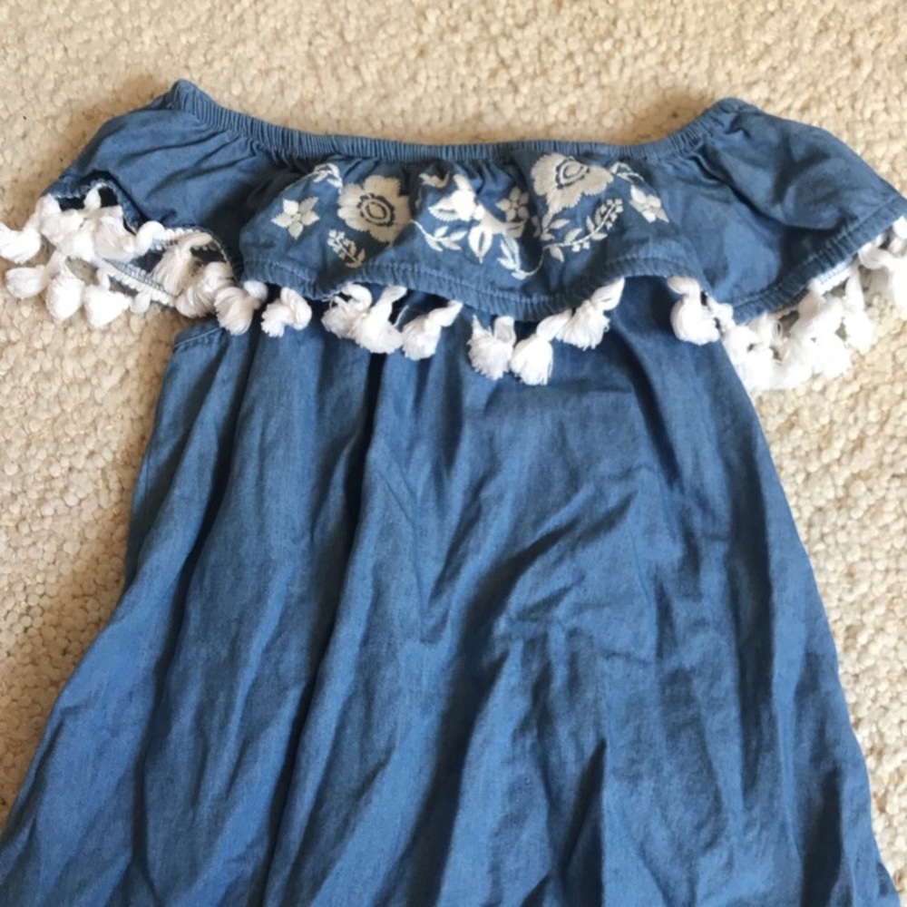 Girls blue off the shoulder top